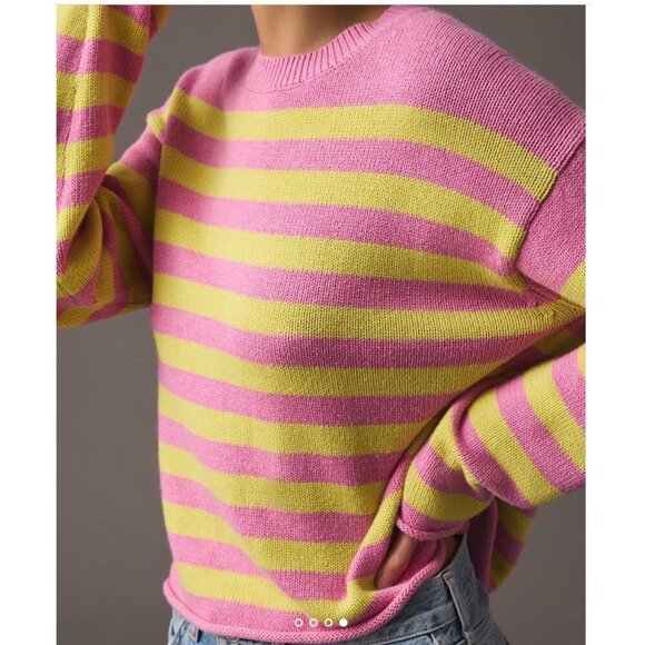 Velvet by Graham & Spencer Pink and Yellow Striped Sweater - Picture 7 of 12